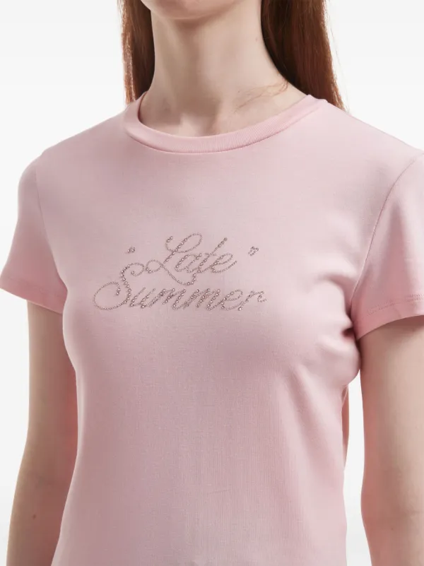Treat urself Tシャツ 白 ラインストーン ピンク treat urself トリートユアセルフ ラインストーンTシャツ