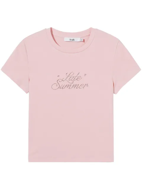 b+ab rhinestone-slogan crew-neck T-shirt