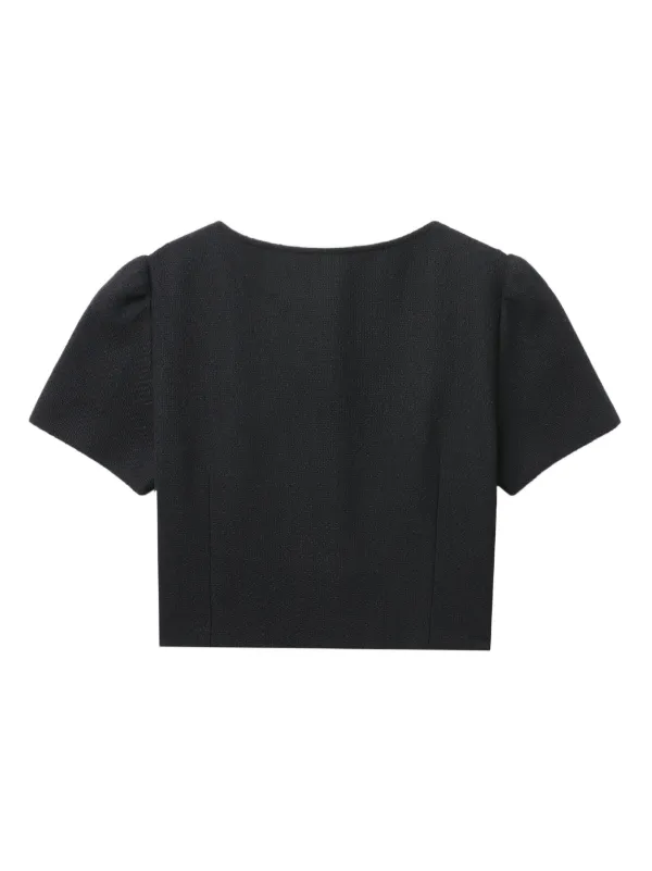 トップス tout a coup Tout a Coup Cropped Seersucker zip-up Top | Black | FARFETCH HK