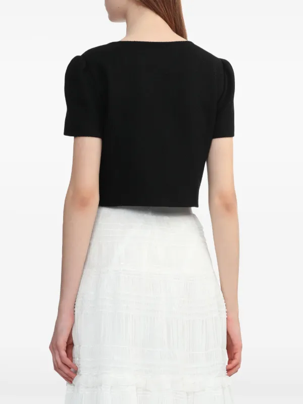 Tout a Coup gathered-detail button-up Crop Top | Black