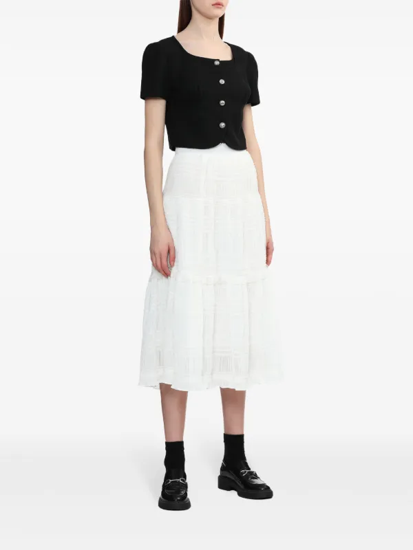 Tout a Coup gathered-detail button-up Crop Top | Black