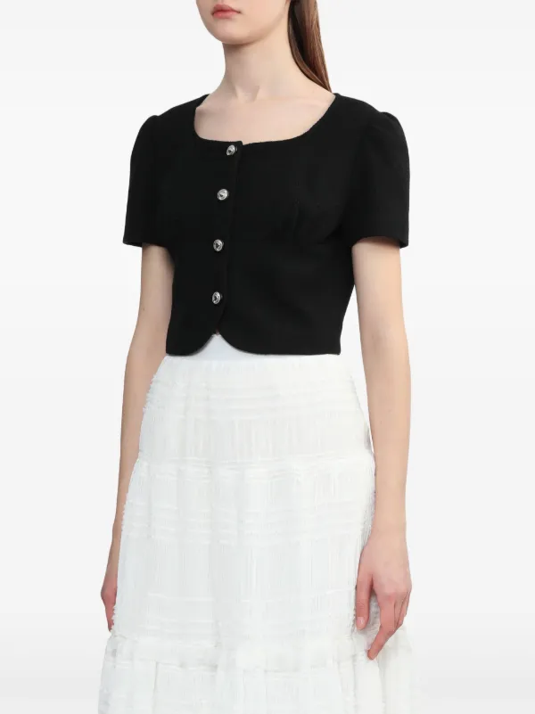 Tout a Coup gathered-detail button-up Crop Top | Black