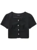 tout a coup gathered-detail button-up crop top - Black