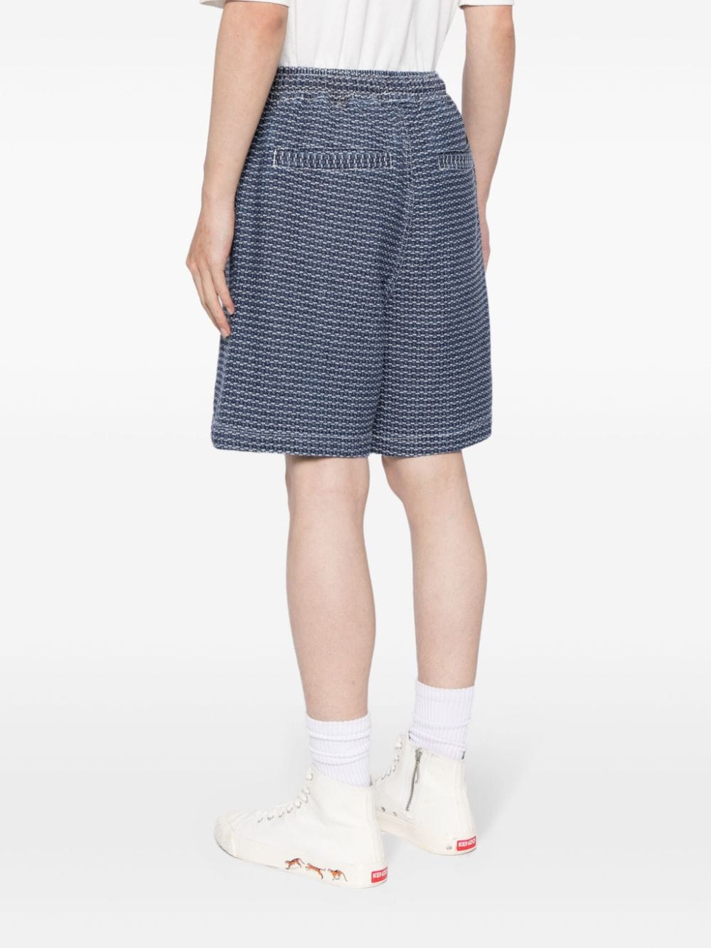 Shop Five Cm Patterned-jacquard Cotton Shorts In Blue