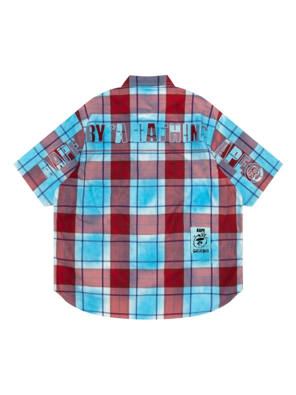 Shop Aape By A Bathing Ape Logo-appliqué Plaid Shirt In Red