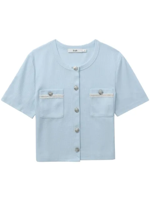 b+ab crystal-button short-sleeve cardigan