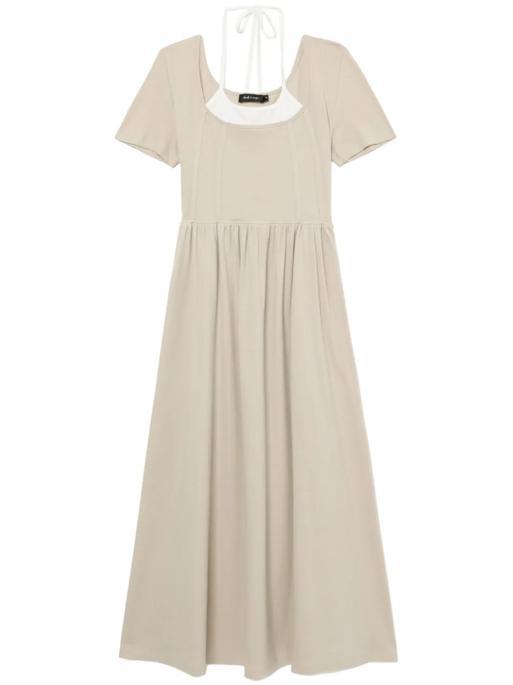 Tout A Coup Layered Halterneck Midi Dress In Neutrals