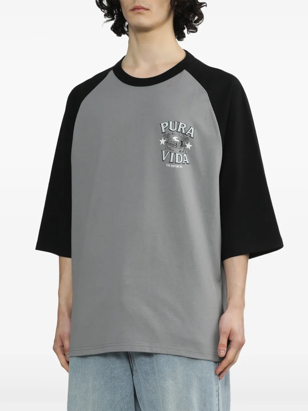 FIVE CM Katoenen T-shirt met grafische print Grijs
