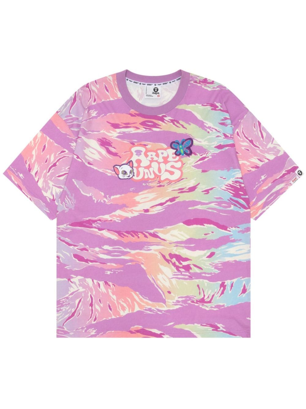AAPE BY *A BATHING APE Katoenen T-shirt met camouflageprint Roze