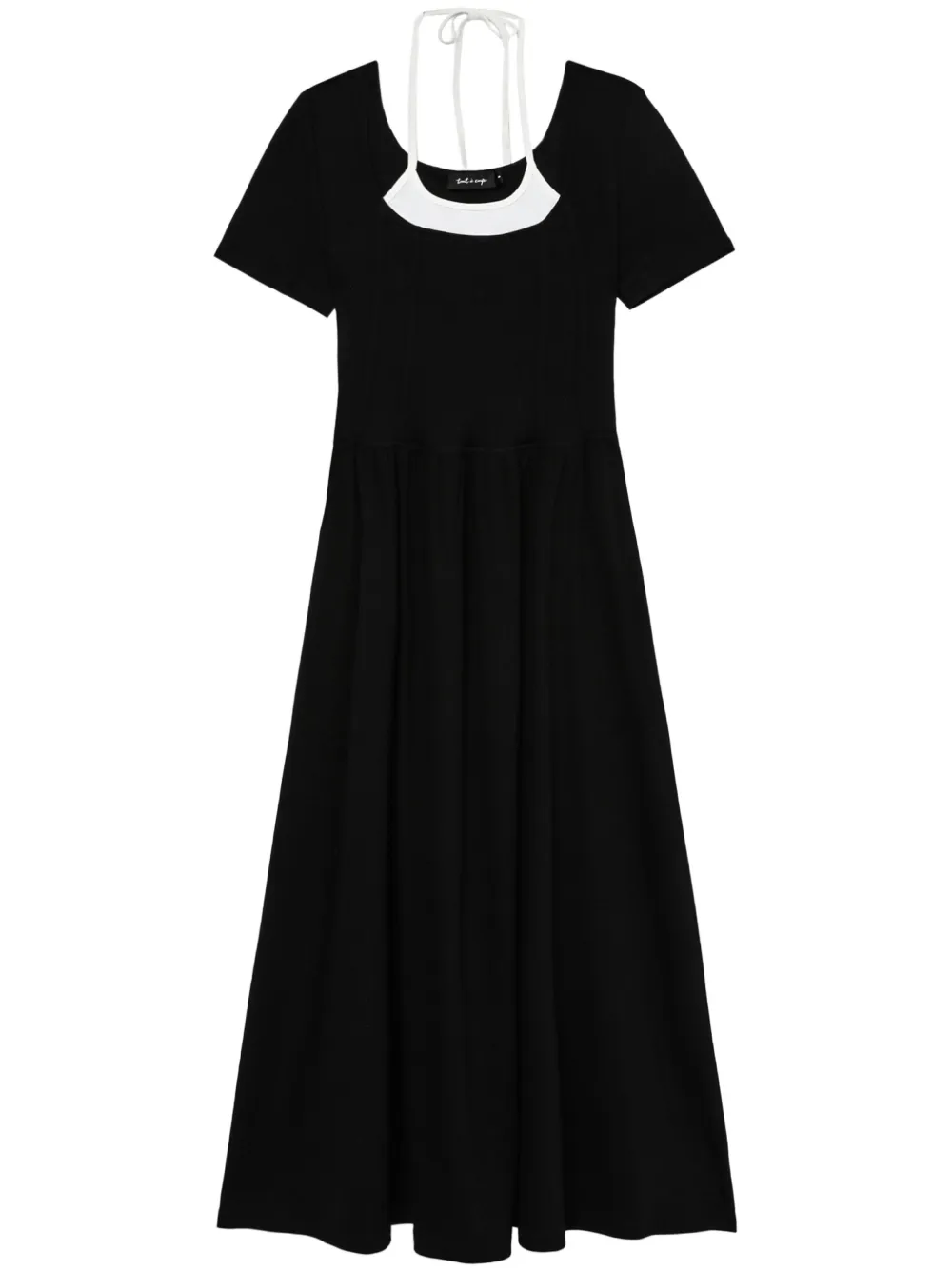 Tout A Coup Halterneck Layered Midi Dress In Black