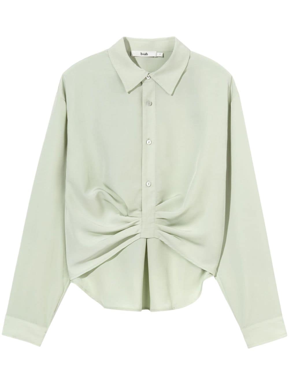 B+ab Ruched Long-sleeve Shirt In Green