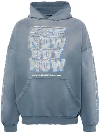 送料無料の通販 Cotton slogan-print Balenciaga Hoodie GE FARFETCH | Green | トップス