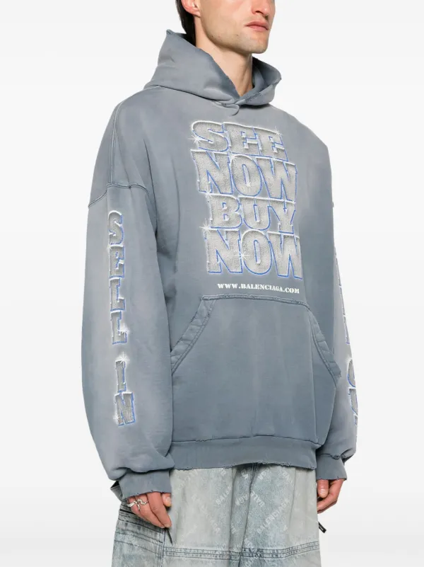 トップス BALENCIAGA Slogan-Print Cotton Hoodie Balenciaga slogan-print Cotton Hoodie | Green | FARFETCH BN