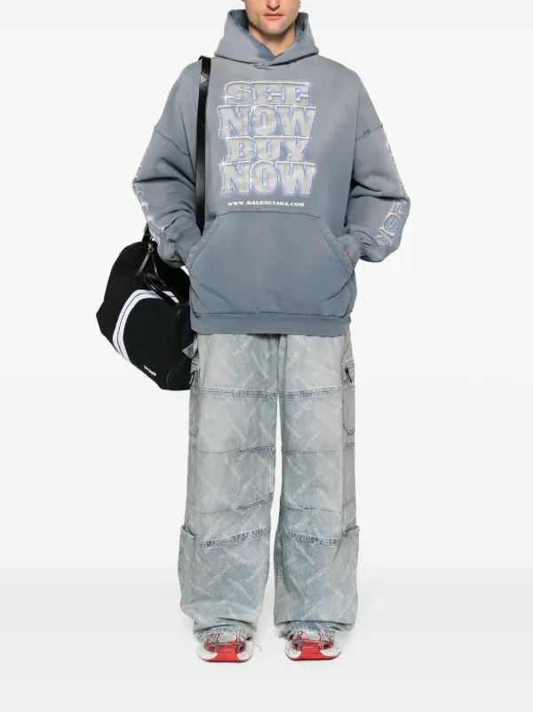 トップス BALENCIAGA Slogan-Print Cotton Hoodie Balenciaga slogan-print Cotton Hoodie | Green | FARFETCH BN
