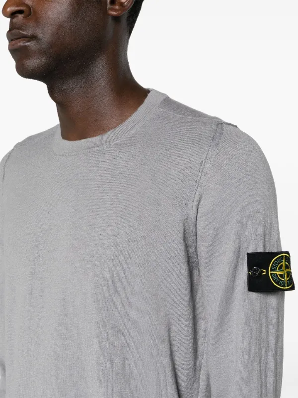 Stone Island Compass badge fine knit Jumper Grey FARFETCH KW