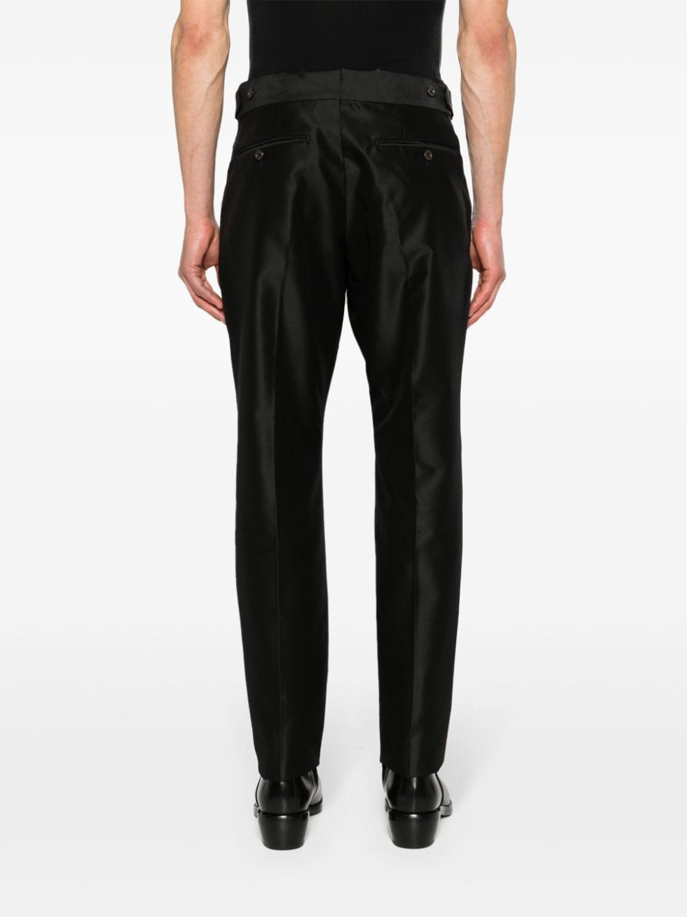 Shop Tom Ford Tapered Wool-blend Trousers In Black