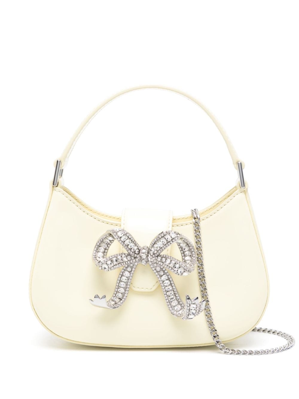 Self-portrait Crescent Bow Leather Mini Bag In Neutrals