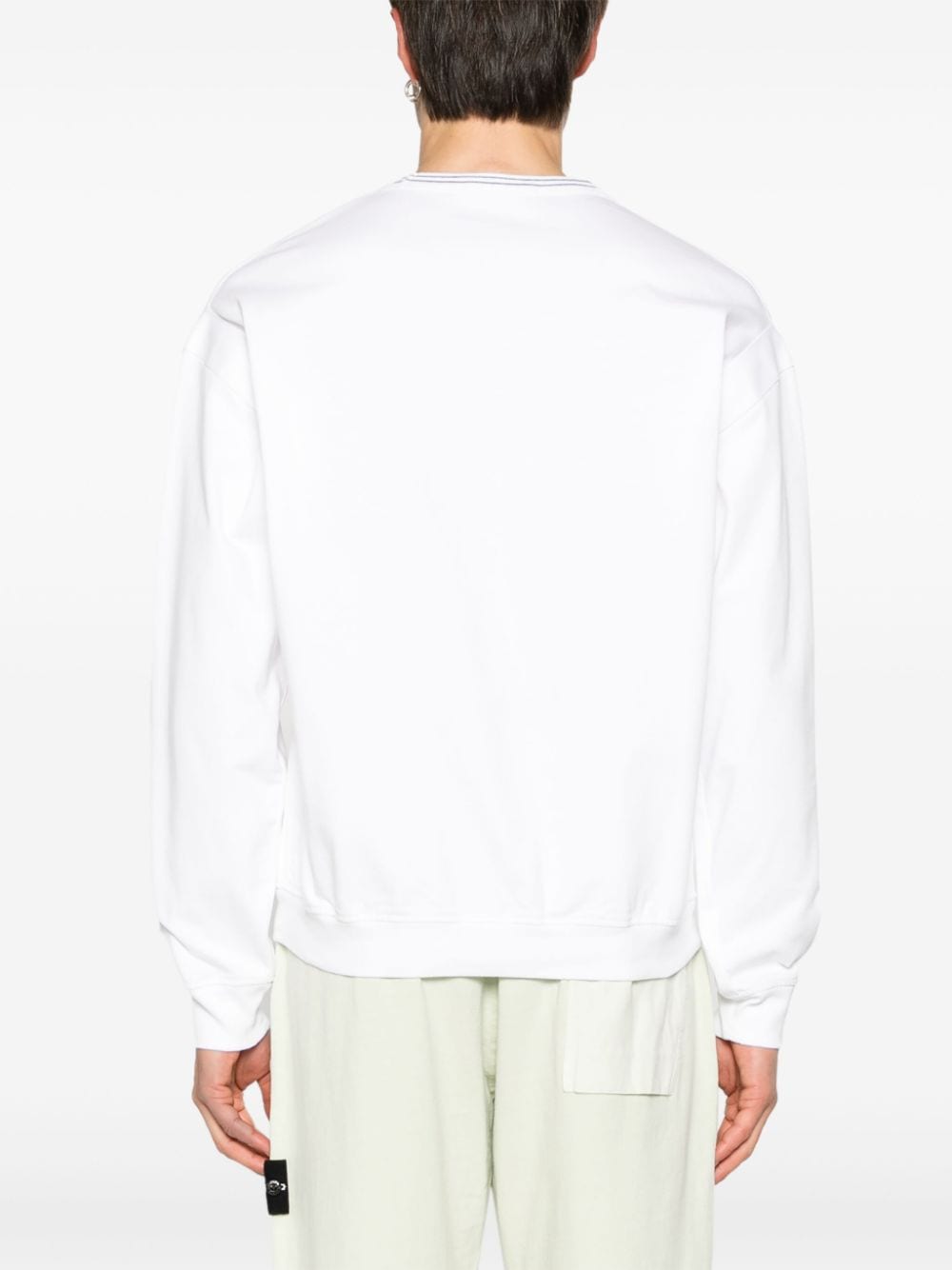 Shop Stone Island Logo-print Cotton Sweatshirt In White