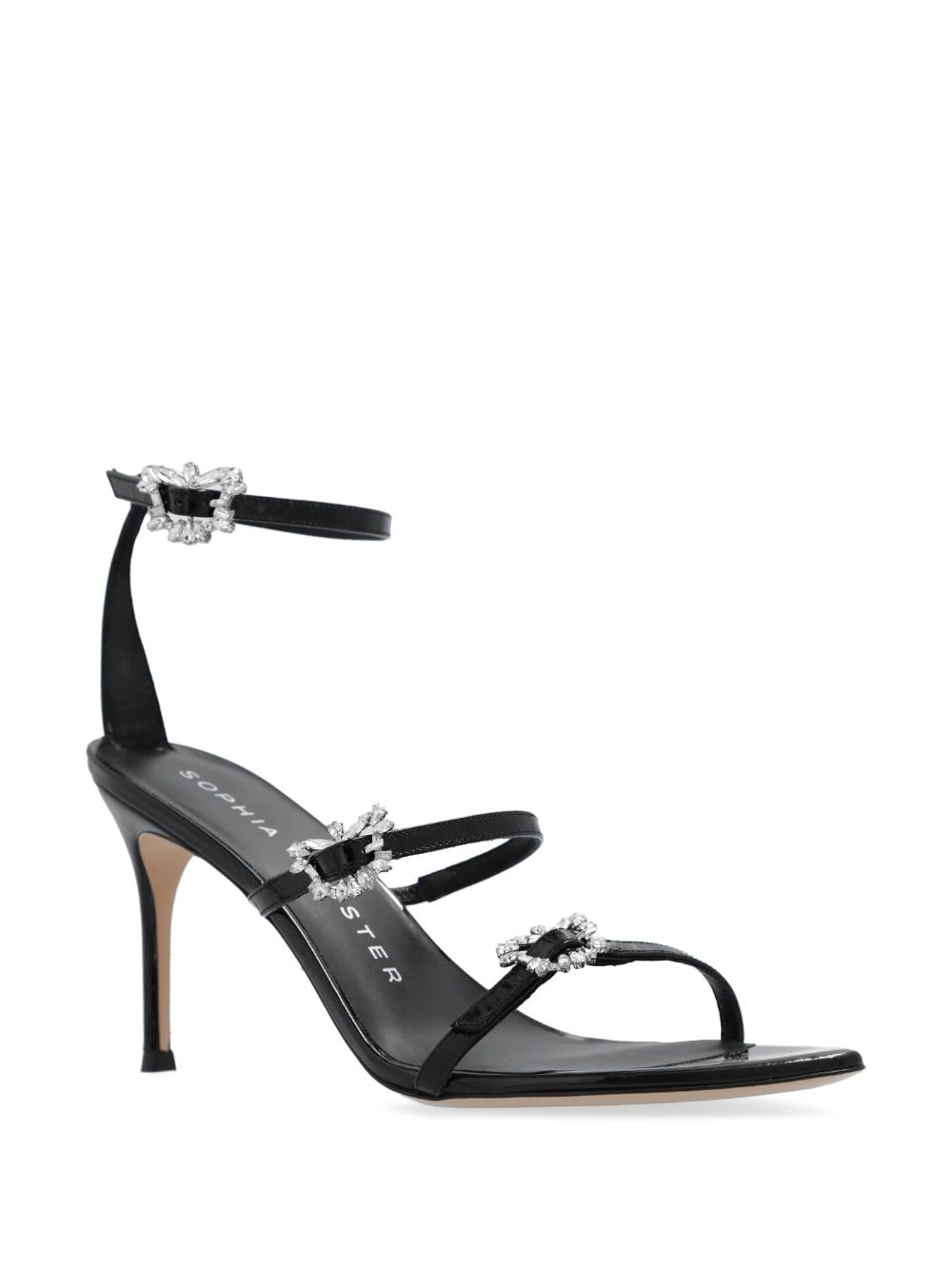 Shop Sophia Webster Grace Crystal-embellished Sandals In Black