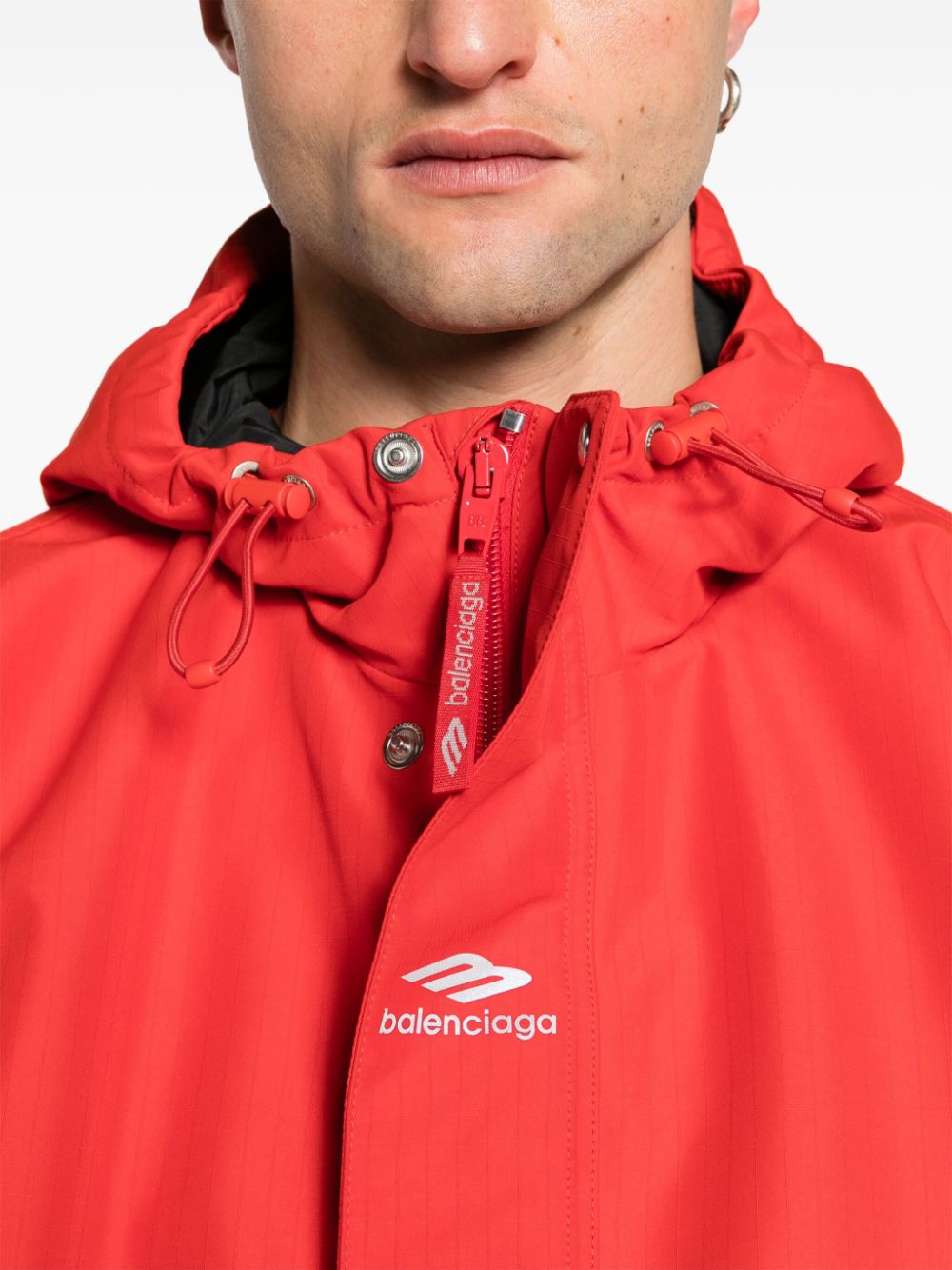 Balenciaga Ski-jack met capuchon en logoprint Rood
