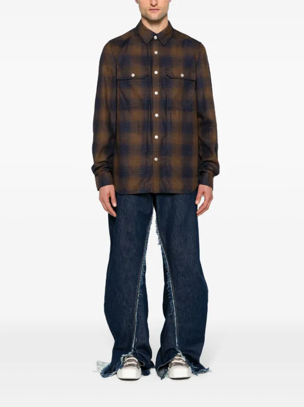 Rick Owens DRKSHDW Checked Cotton Overshirt | Neutrals