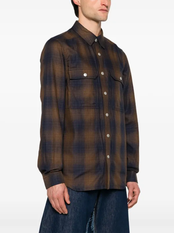 Rick Owens DRKSHDW Checked Cotton Overshirt | Neutrals
