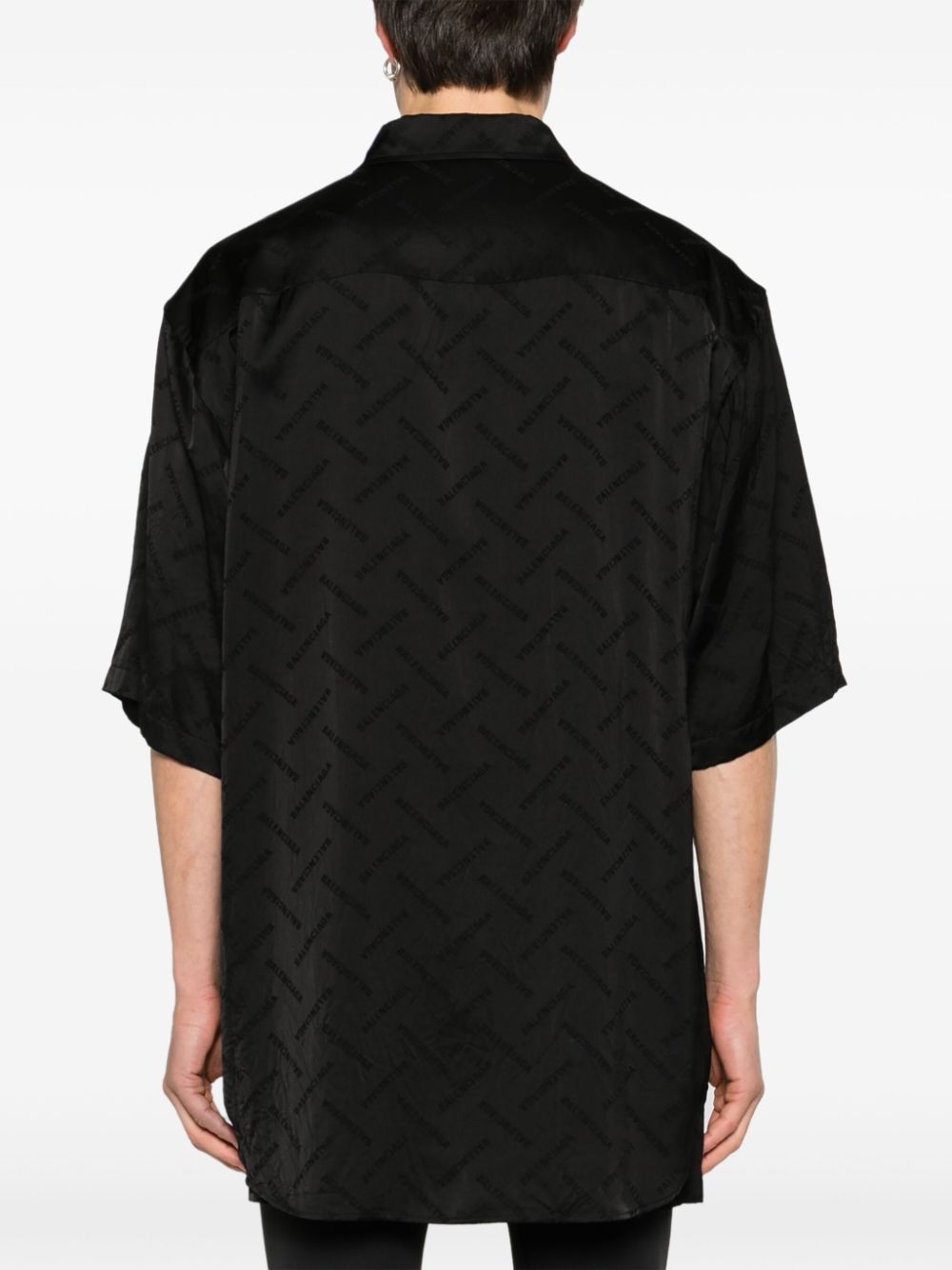 Shop Balenciaga Logo-jacquard Satin Shirt In Black