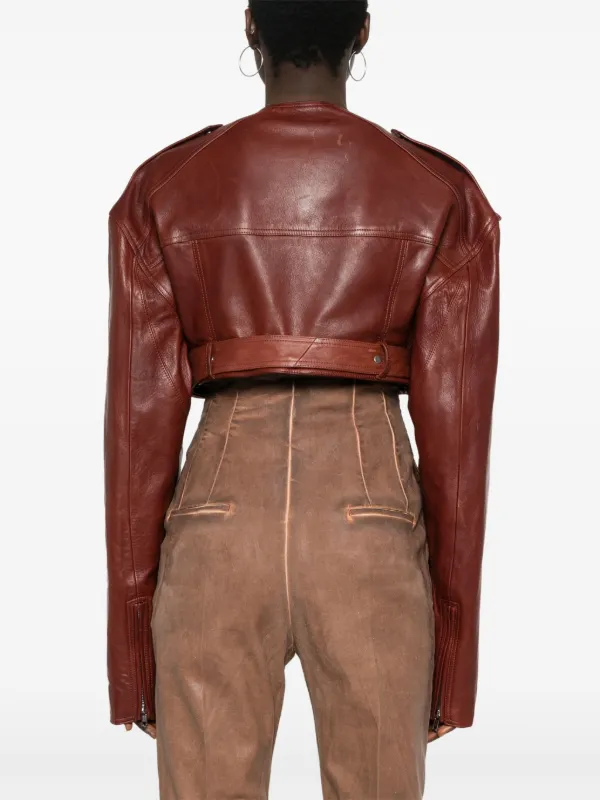 Rick Owens Micro Biker クロップド レザージャケット