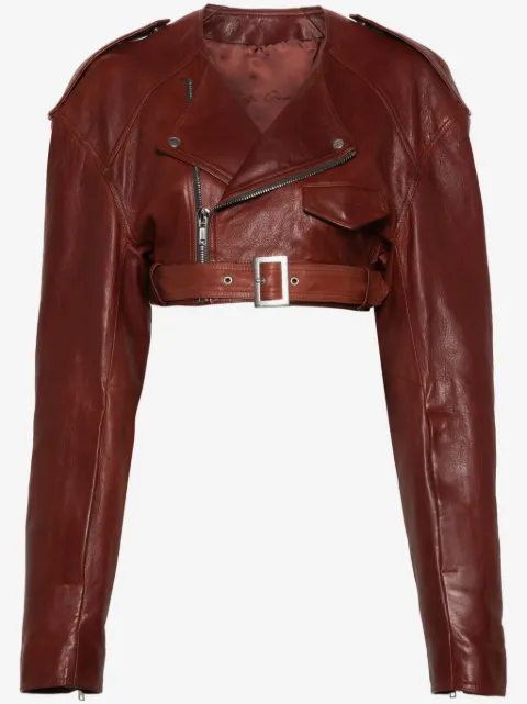 Rick Owens Micro Biker cropped leather jacket