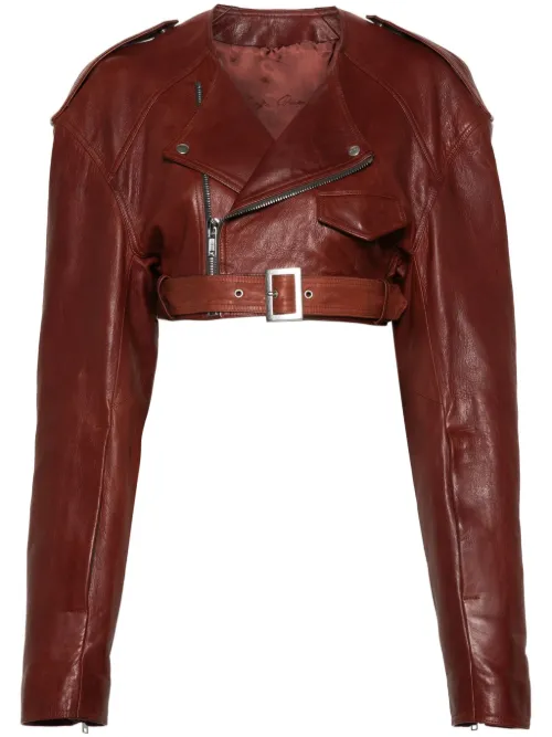 Veste Micro Biker en cuir à coupe crop - Rick Owens - Modalova