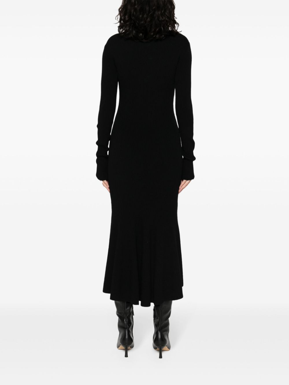 Shop Balenciaga Ribbed-knit Midi Dress In 黑色