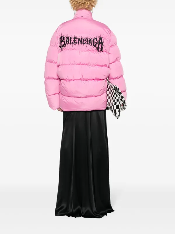 Balenciaga embroidered logo puffer jacket women Polyester Polyester 34 Pink