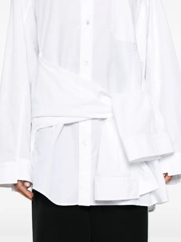 Balenciaga knotted-sleeve Cotton Shirt | White | FARFETCH