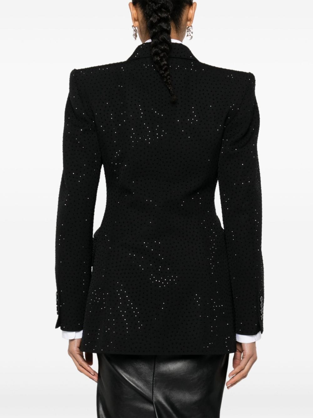 Shop Balenciaga Double-breasted Rhinestone-embellished Blazer In Black