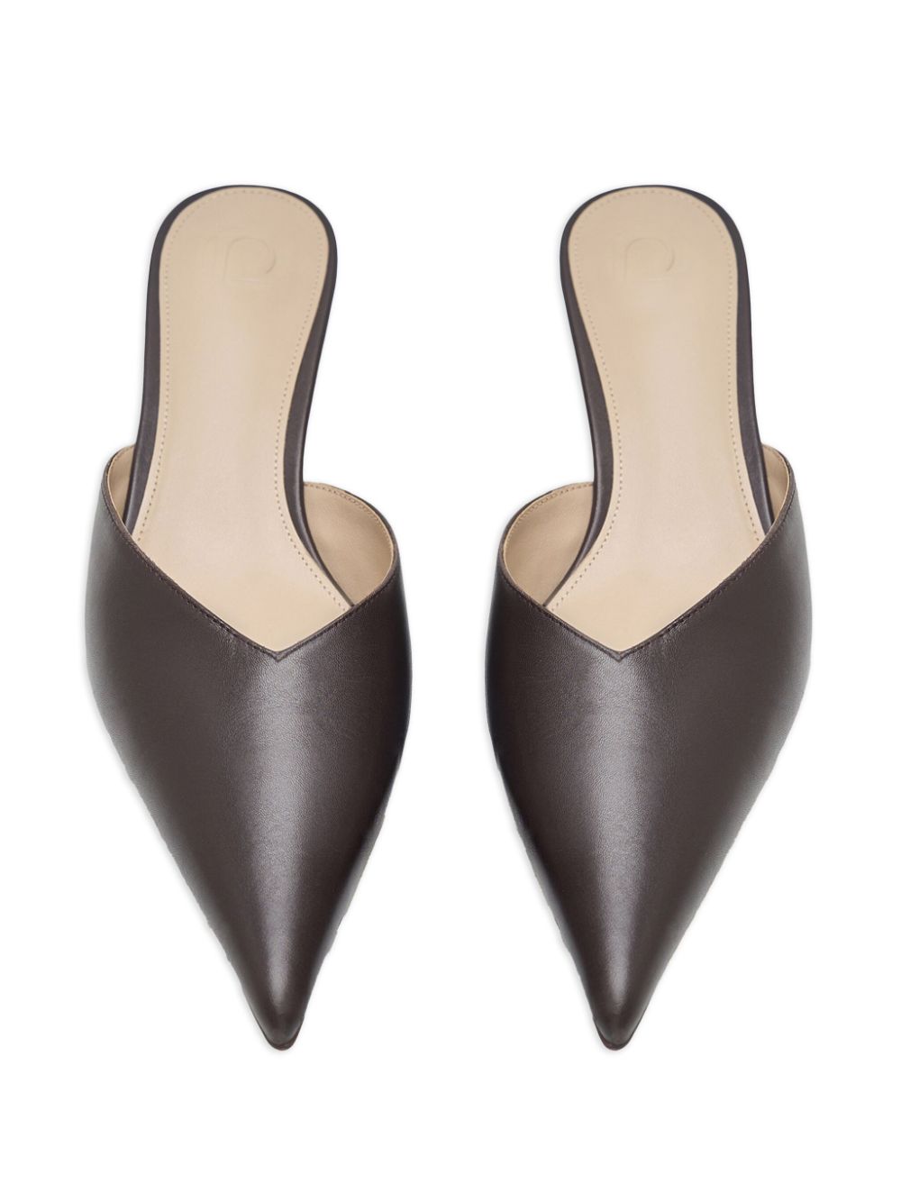 Shop 12 Storeez Pointed-toe 40mm Leather Mules In Brown