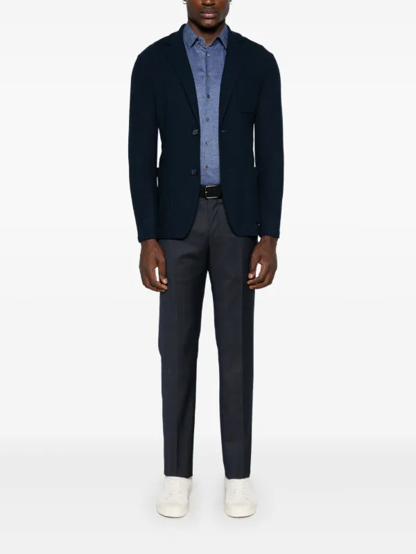 Giorgio Armani Knitted Blazer | Blue | FARFETCH JO