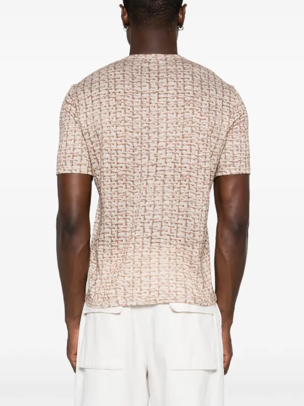 Giorgio Armani woven-print T-shirt | Neutrals | FARFETCH