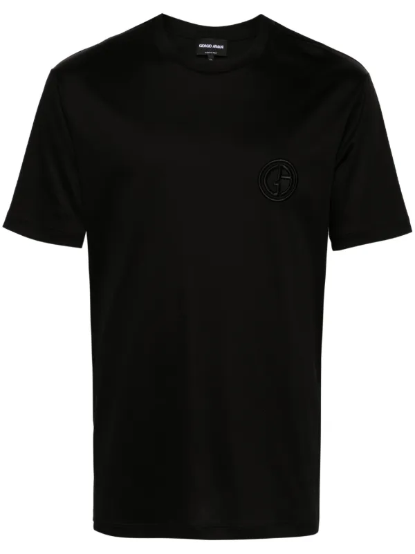 ジョルジオ アルマーニ ロゴプリント ブラック Tシャツ Giorgio Armani ロゴ Tシャツ | ブラック | FARFETCH JP