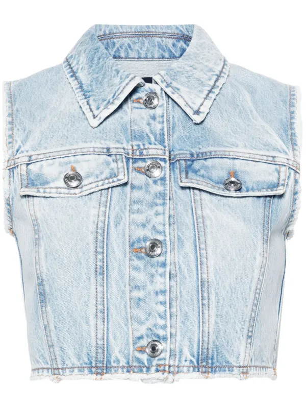 Sportmax Scire Cropped Denim Waistcoat Blue FARFETCH IL