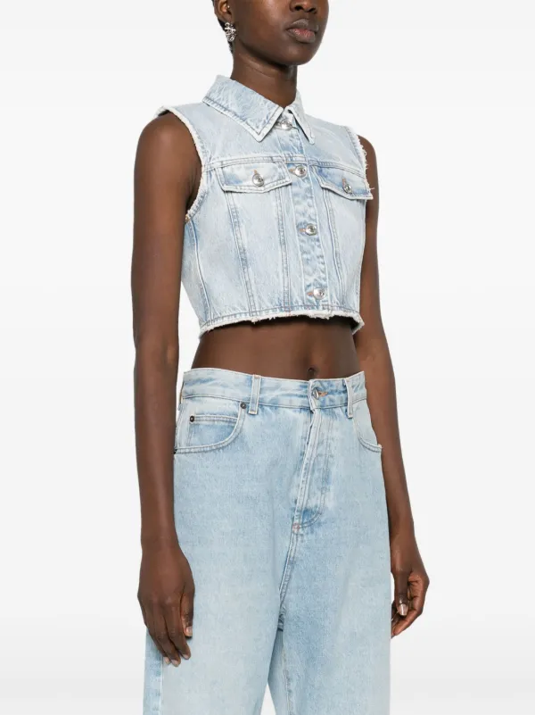 Cropped denim waistcoat best sale