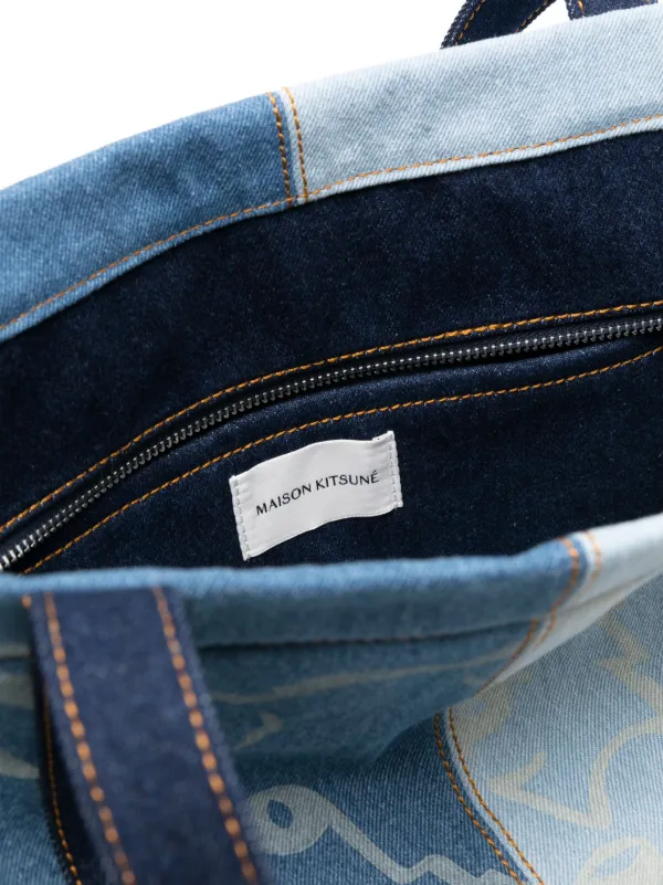 【関税込】Maison Kitsune メゾンキツネ HEAD MEDIUM DENIM TOTE Maison Kitsuné - FOX HEAD MEDIUM DENIM TOTE | HBX - Globally
