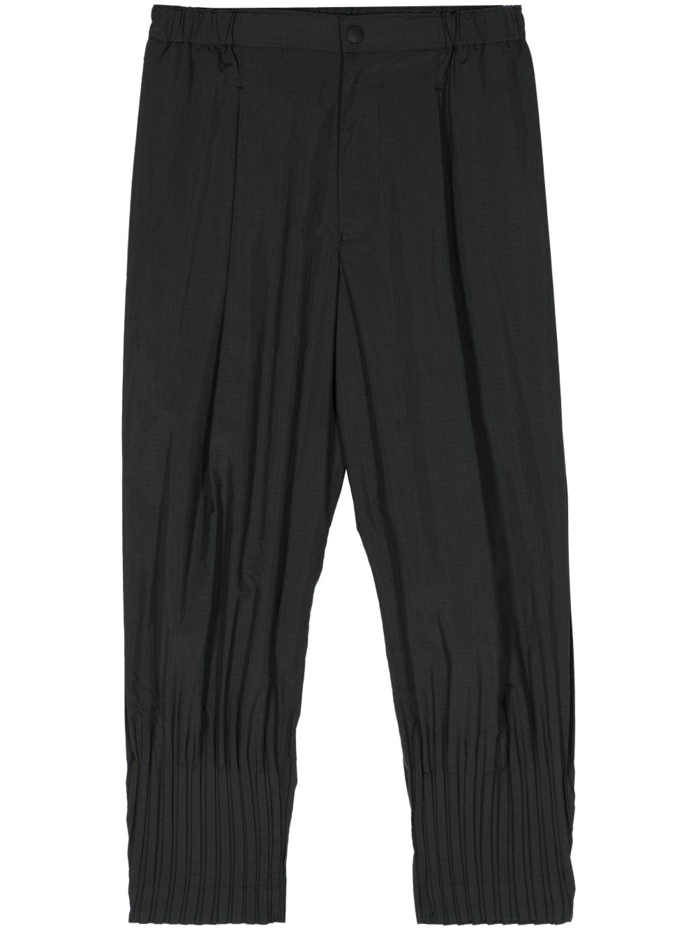 Shop Issey Miyake Cascade Mid-rise Cropped Trousers In Black