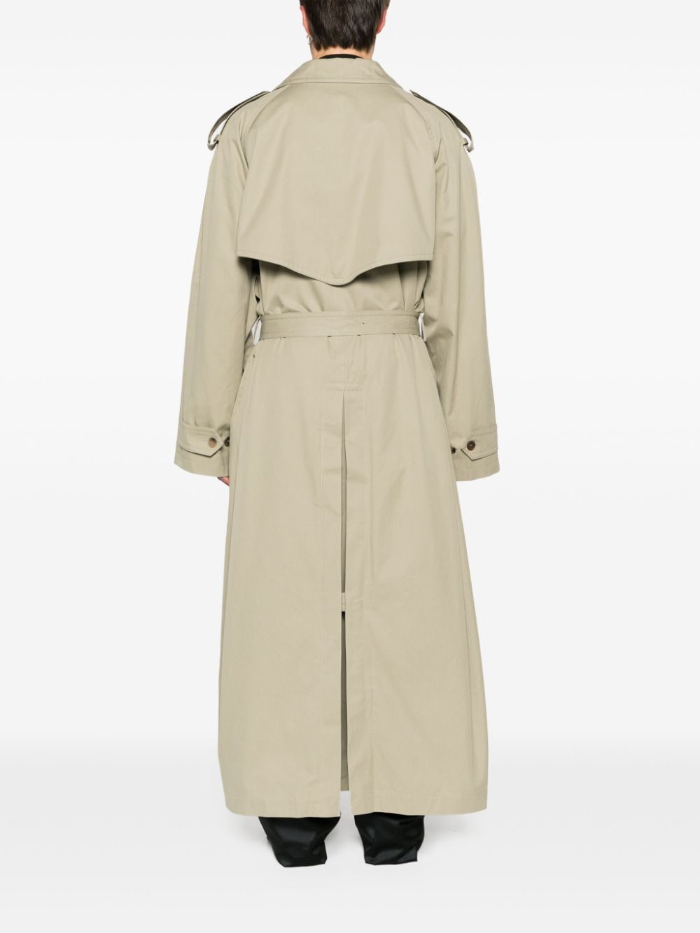 Shop Balenciaga Belted Maxi Trench Coat In 中性色