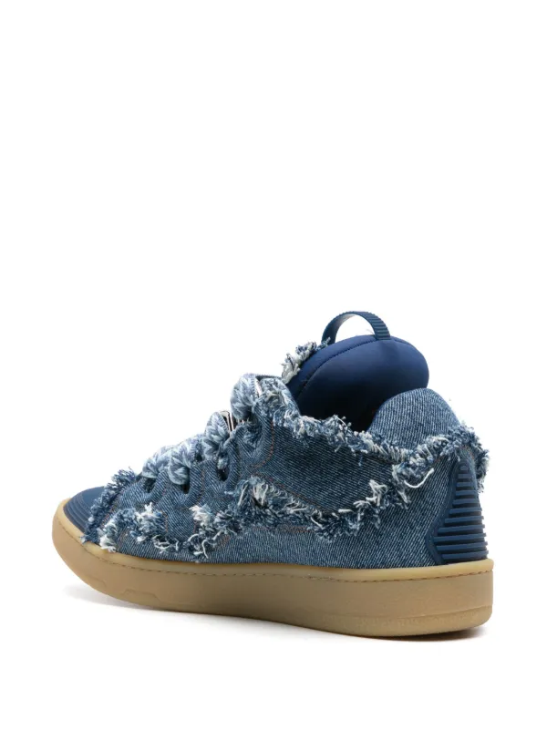 【関税込み】Lanvin SSENSE限定 ブルー Curb デニム スニーカー SSENSE Exclusive Blue Curb Washed Denim Sneakers by Lanvin