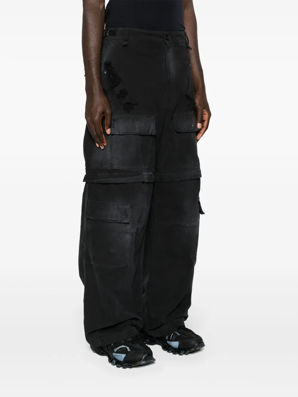 Shop Balenciaga Detachable-legs Ripstop Cargo Trousers In Black