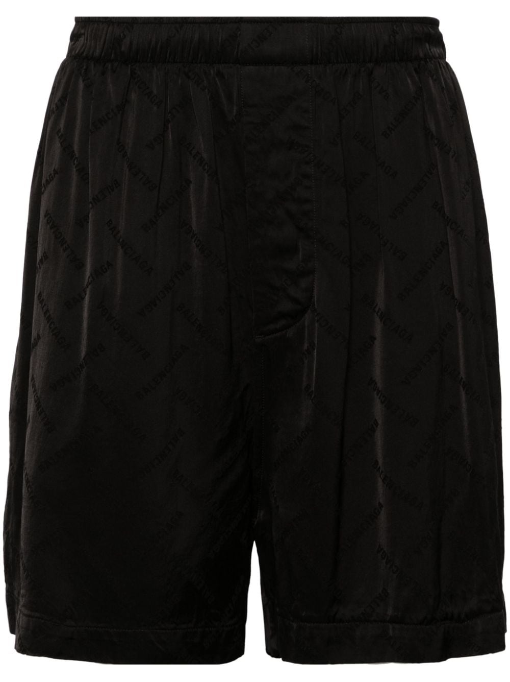 Balenciaga Logo-jacquard Satin Shorts In Black