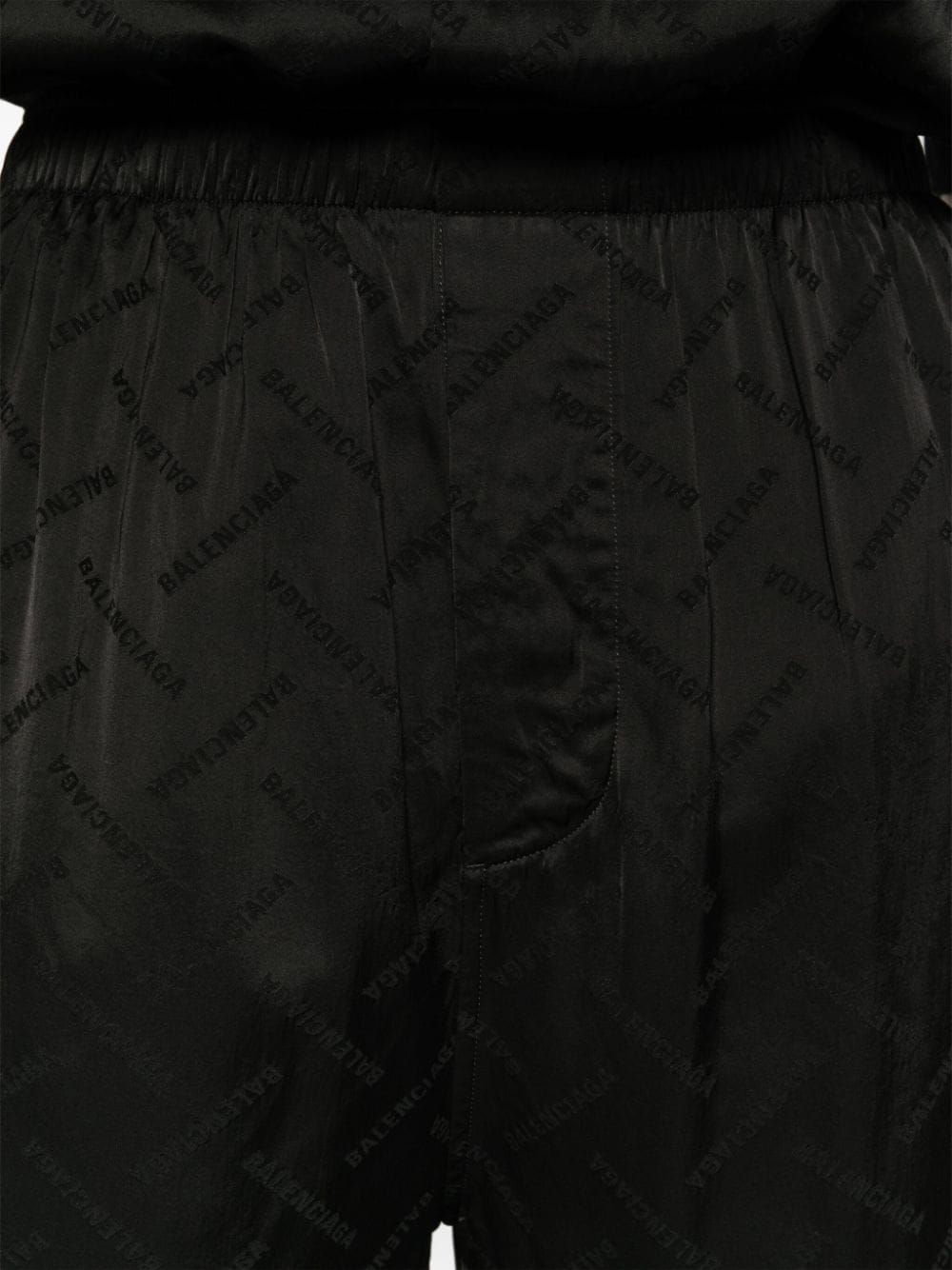 Shop Balenciaga Logo-jacquard Satin Shorts In Black