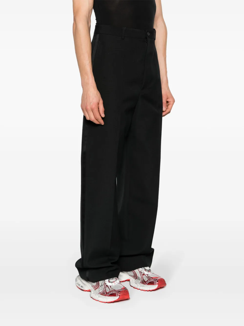 Shop Balenciaga Straight-leg Tailored Trousers In Black