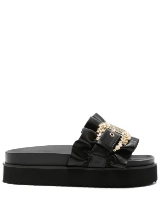 Versace Jeans Couture logo-buckle Ruffled Slides - Farfetch ジェラートピケヘアバンドアイマスクカビゴンポケモンスリープ