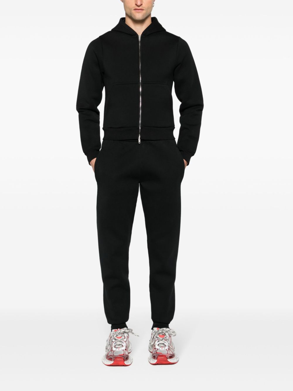 Shop Balenciaga Zip-up Cotton Hoodie In 1000 Black